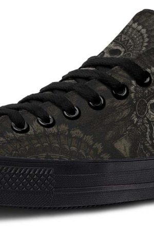 Native American Skull Art Low Top Sneakers - Edgy Cultural Streetwear