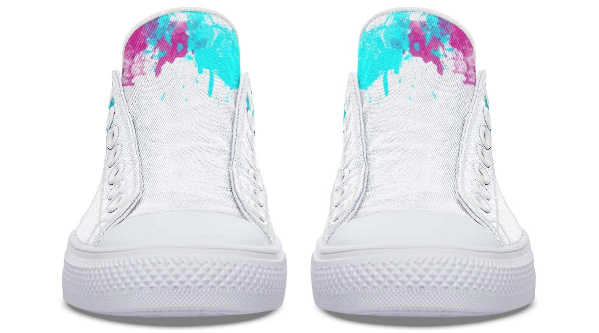 Watercolor Skull Art Low-Top Sneakers - White Artistic Footwear - Image 5
