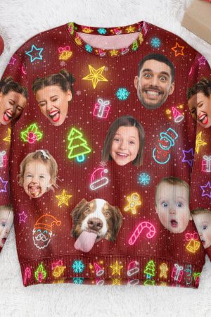 Custom Face Funny Light Up Christmas - Personalized Photo Ugly Sweater