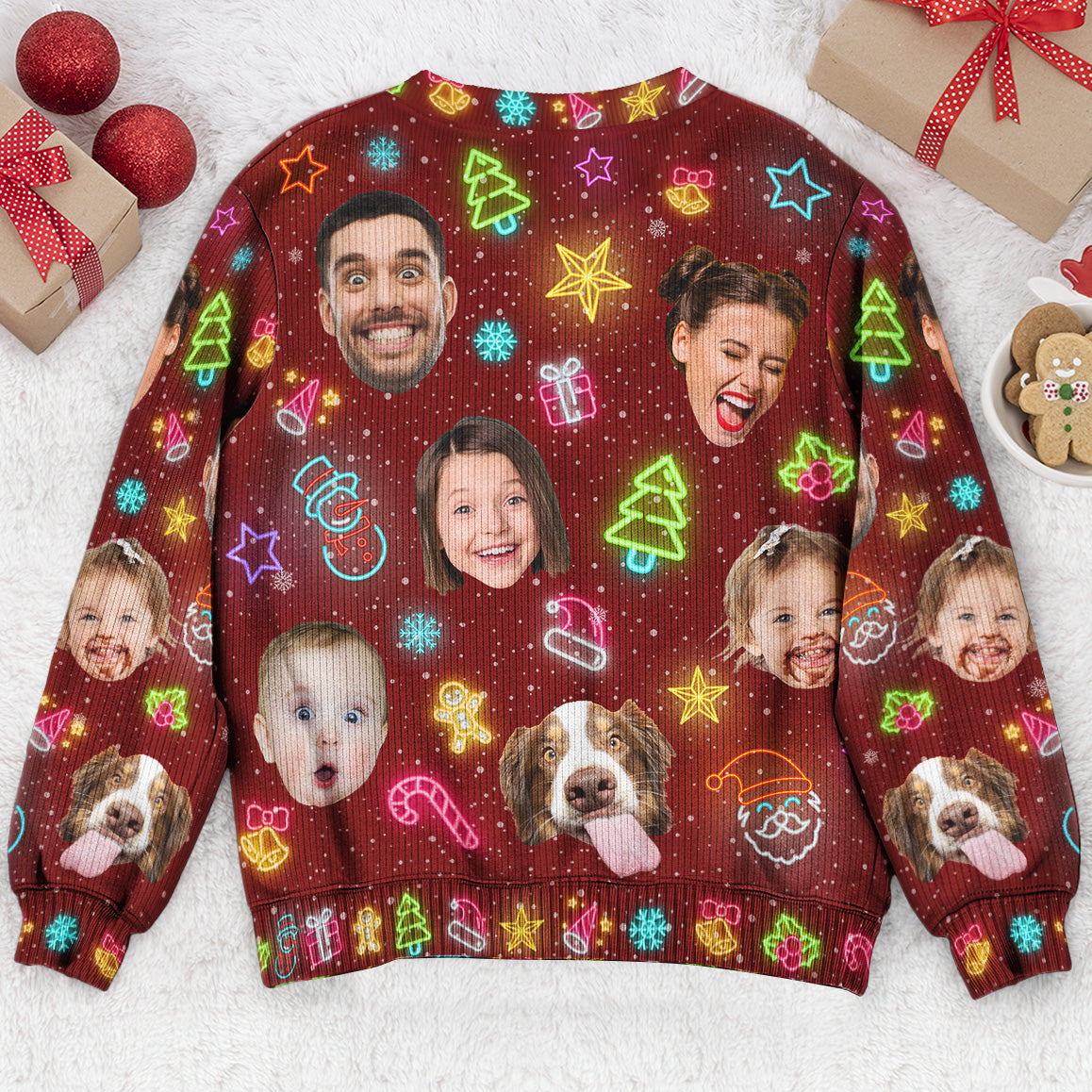 Custom Face Funny Light Up Christmas - Personalized Photo Ugly Sweater - Image 7