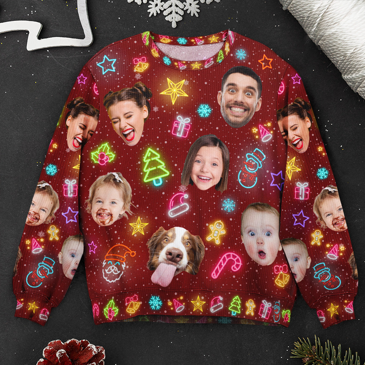 Custom Face Funny Light Up Christmas - Personalized Photo Ugly Sweater - Image 8