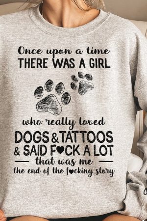 Girl Who Really Loved Dogs And Tattoos - Personalized Sweatshirt