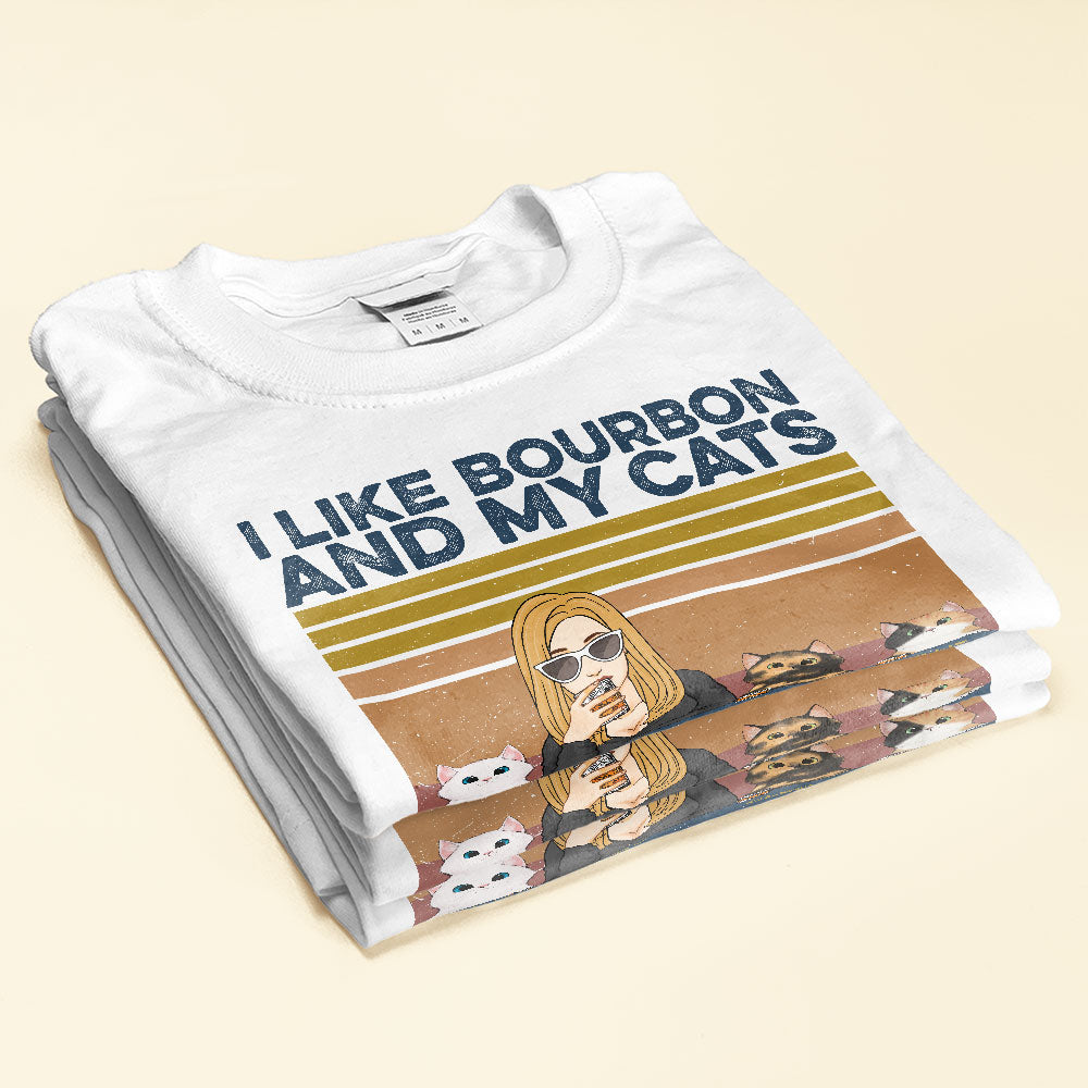I Like Bourbon, Beer, Drinks And My Cats, And Maybe 3 People - Cat CustomOne Size Shirt - Image 2