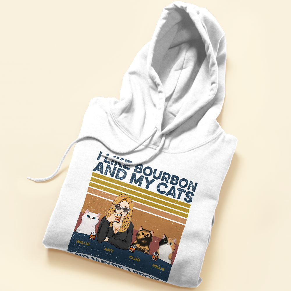 I Like Bourbon, Beer, Drinks And My Cats, And Maybe 3 People - Cat CustomOne Size Shirt - Image 5