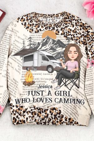 Just A Girl Who Loves Camping Leopard Pattern - Personalized 3D Printed Sweatshirt