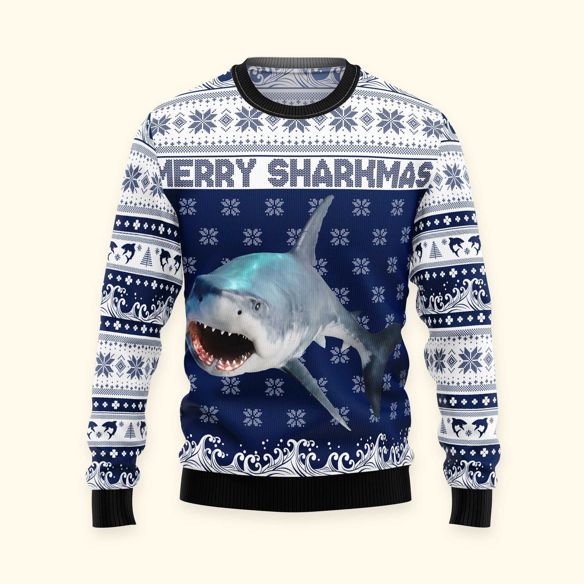 Merry Sharkmas - Personalized Photo Ugly Sweater - Image 11