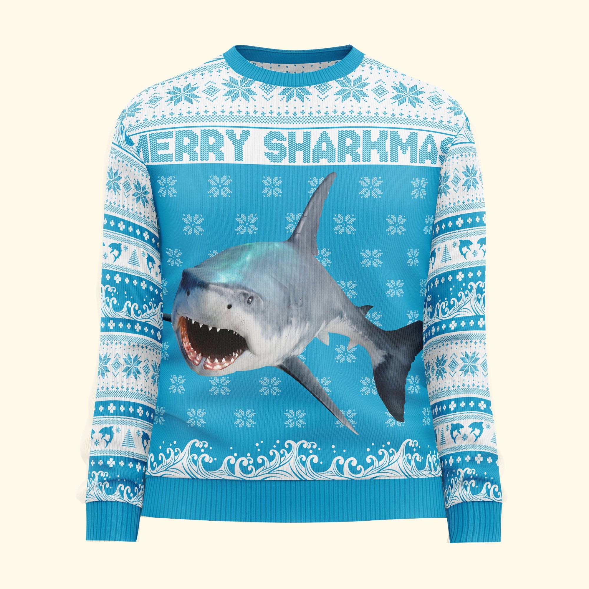 Merry Sharkmas - Personalized Photo Ugly Sweater - Image 9