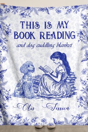 My Book Reading And Dog Cuddling Toile De Jouy Chinoiseries - Personalized Blanket Big Size