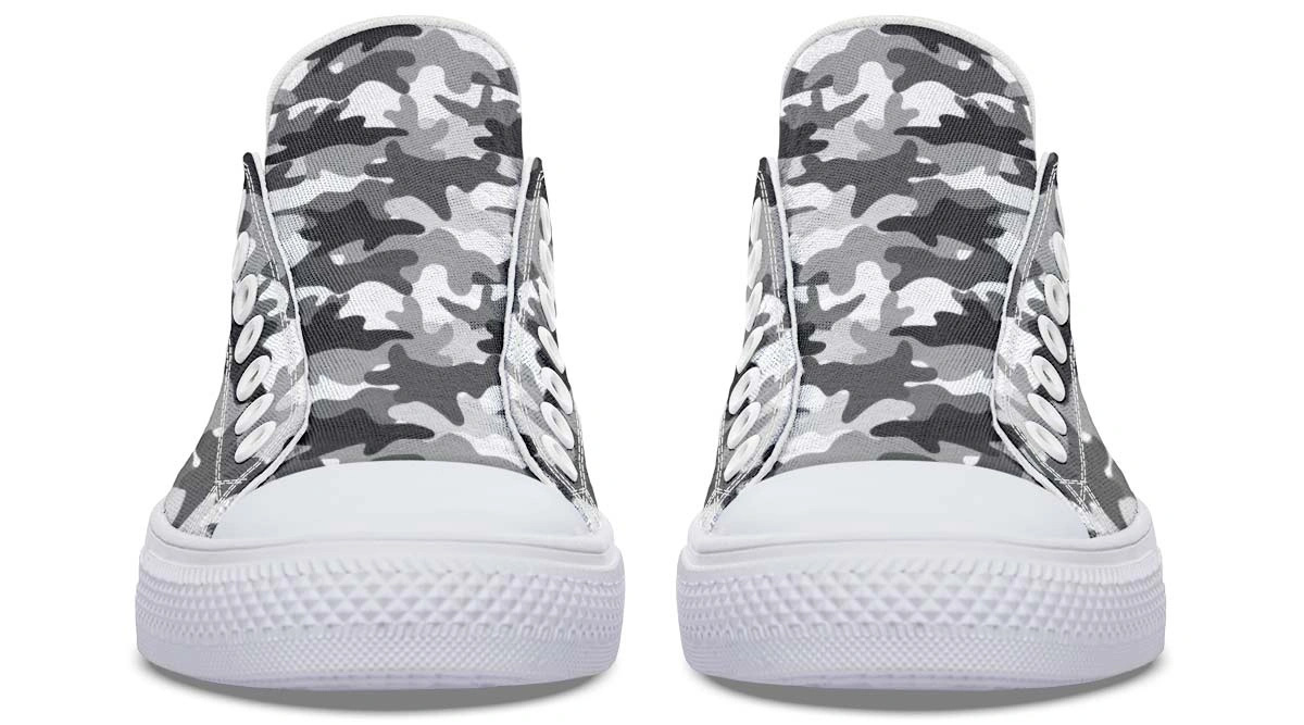White-on-White Camo Low-Top Sneakers - Sleek Modern Design - Image 5