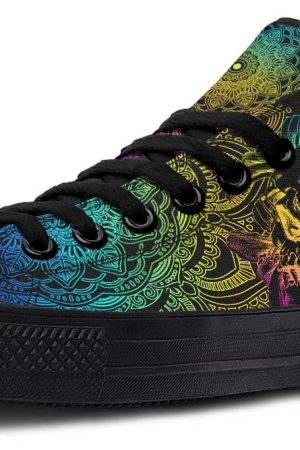 Green & Yellow Skull Hippie Low Tops - Retro Casual Sneakers