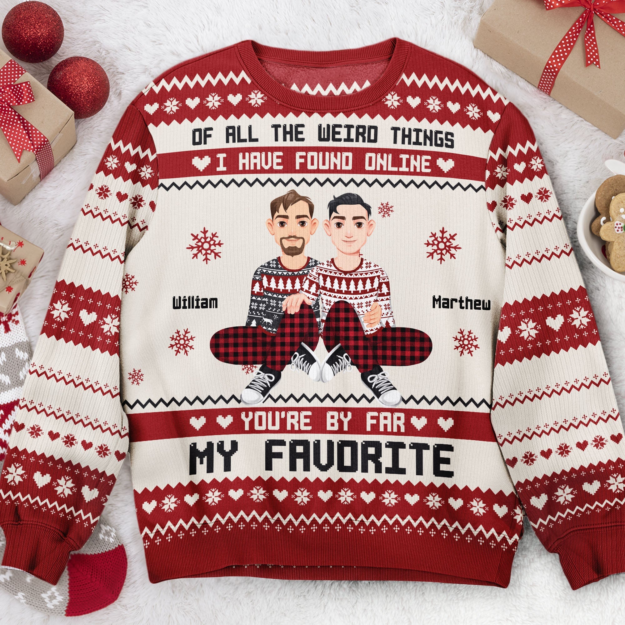 You're By Far My Favorite I Found Online - Personalized Photo Ugly Sweater