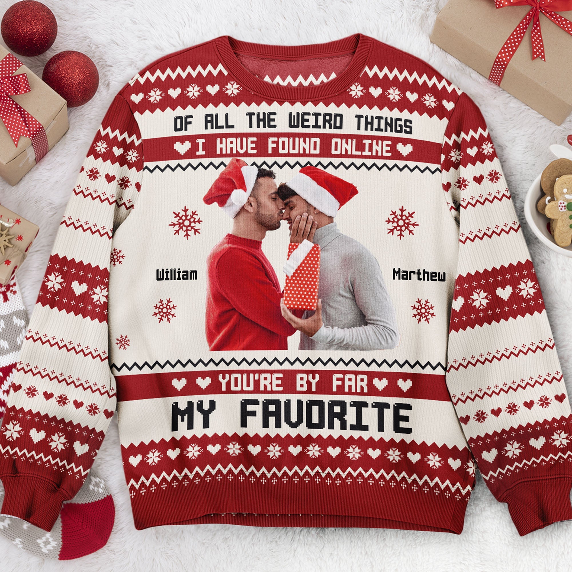 You're By Far My Favorite I Found Online - Personalized Photo Ugly Sweater - Image 2